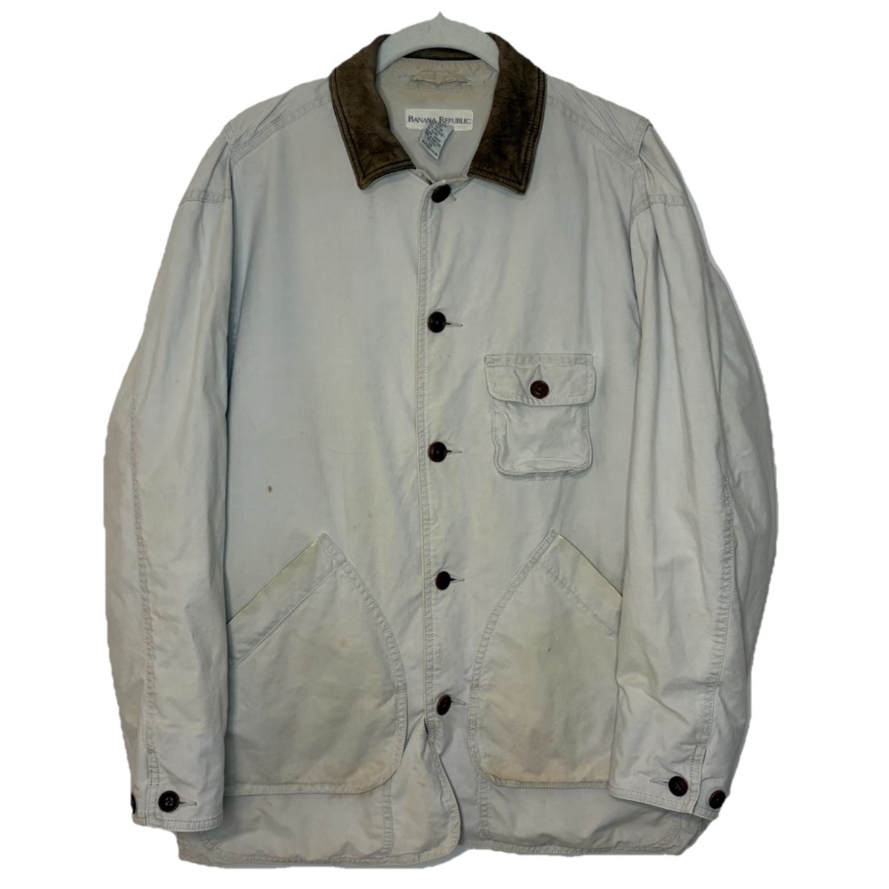 Banana Republic Jacket Mens XS Beige Canvas Outdoor Button Chore Coat Pockets